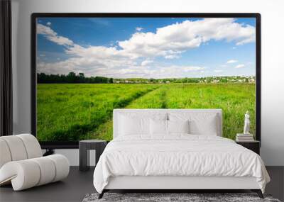 Flat high definition TV with a country road on the screen Wall mural