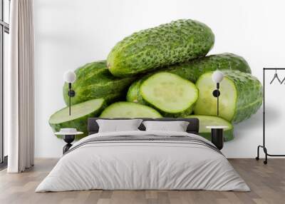 Green delicious cucumber Wall mural