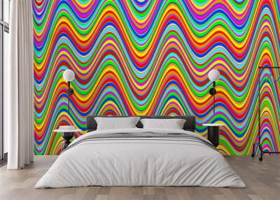 Colorful waves of all colors of rainbow. Color waves with LGBT symbols Wall mural