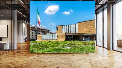 Santa Maria Novella station, Florence terminus railway station, built in the early 20th century in Italian Rationalism style, in Florence, Tuscany, Italy. Wall mural