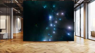 Space scene with blue stars in the galaxy Wall mural