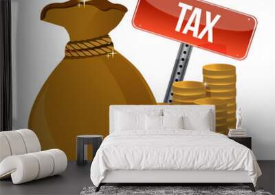 Bag with taxes signs Wall mural