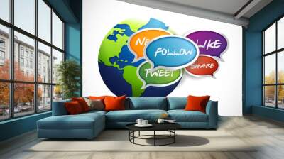 globe social media communication Wall mural