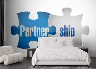 partnership puzzle pieces concept illustration Wall mural