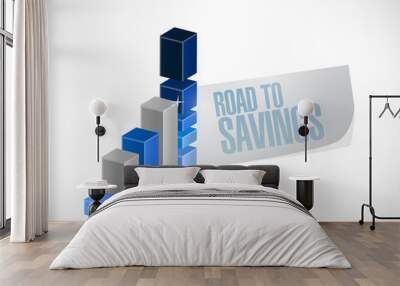 road to savings business graph sign Wall mural