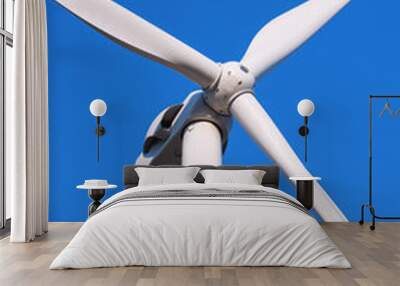 Wind turbines on sky background. Environment and renewable energy. Green energy. Wall mural