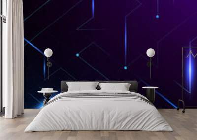 Abstract technological backdrop of luminous lines Wall mural