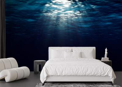 Abstract underwater background with sunbeams Wall mural