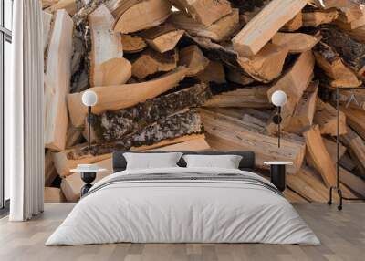 messy pile of firewood Wall mural