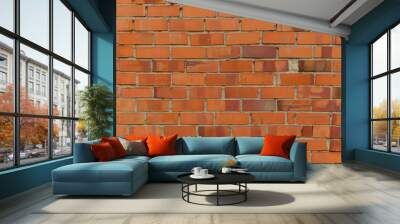 Sloppy wall of many rows of red ceramic bricks Wall mural