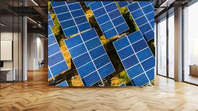 Solar power panel on sky background, green clean Alternative power energy concept. Wall mural