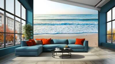 The sea and white sandy beach mixed with golden sand. Inviting you to go to rest on the weekend or a long holiday to arrive Let's take families, especially children, to the beach. Wall mural