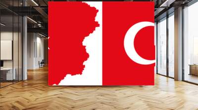 Turkey flags vector. Standard flag and with torn edges Wall mural