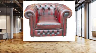 antique old styled brown or red vintage armchair isolated on white background Wall mural