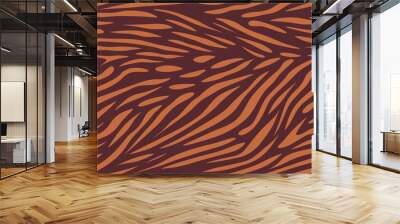 Vector. Animal skin background pattern. Beautiful pattern made by the Mother Nature. Flat Vector Illustration. Wooden slats. Tiger fur, orange stripes pattern. Seamless. Wall mural