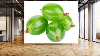 Heap of green ripe gooseberry isolated on white background. Top view. File contains clipping path. Full depth of field. Wall mural