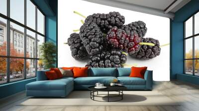 Mulberry berry heap isolated on white background. Wall mural