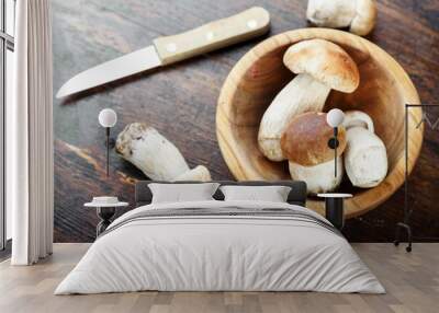 raw mushrooms on the table Wall mural