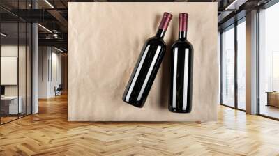 two bottles of wine on a light background Wall mural