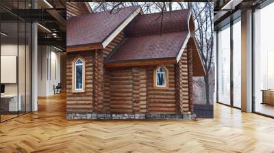 Details of wooden Orthodox church . Wall mural