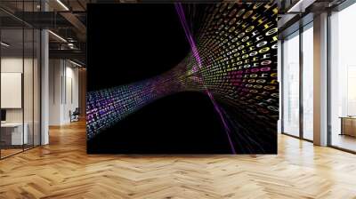 Driving Through Binary Data Tunnel 3d illustration Wall mural