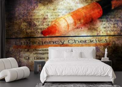 Emergency checklist grunge concept Wall mural