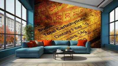 Nutrition facts and measure tape grunge concept Wall mural