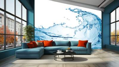 blue water wave isolated on white background Wall mural