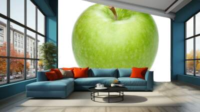 Green apple with leaf isolated on white background Wall mural