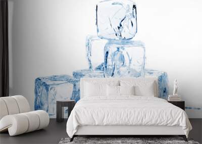 Ice cubes on white background Wall mural