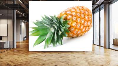 pineapple with fresh green leaves isolated on white background Wall mural