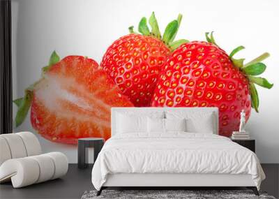 Strawberries isolated on white background Wall mural