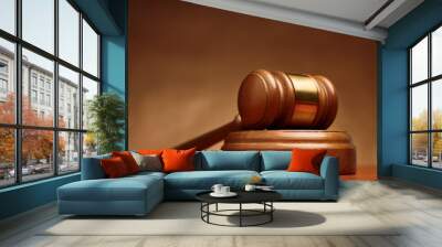 Wooden gavel on the table Wall mural