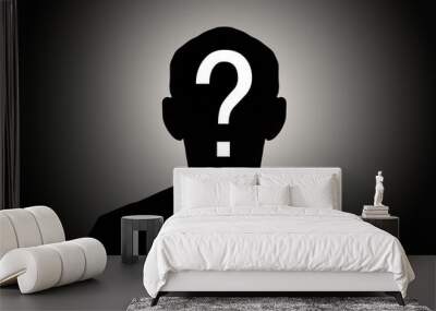 silhouette male on gradient background with white question mark Wall mural