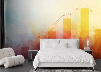 Abstract business graph showing growth on grunge background Wall mural