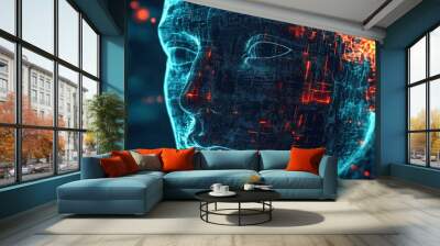 Artificial intelligence being formed by data processing Wall mural