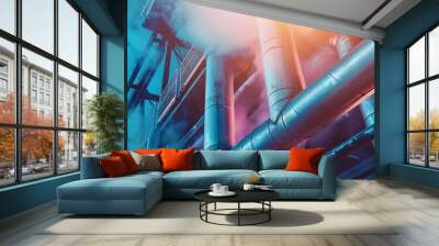 Futuristic Industrial Pipes and Machinery Wall mural