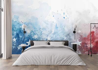 Patriotic watercolor banner with stars Wall mural