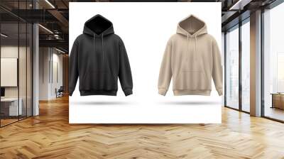 Two blank hoodies floating showing front view Wall mural