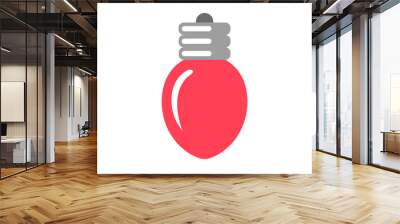 Simple vector Christmas light bulb icon isolated on white background. Flat style. Navidad, wedding or birthday party decoration. Colorful logo design. Wall mural