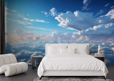 Photorealistic 4K sky with beautiful cumulus clouds. Serene and atmospheric nature scene Wall mural