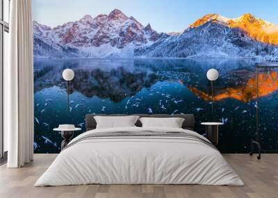 Winter scenic mountain landscape Wall mural