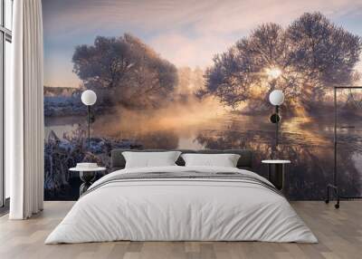 Winter sunrise Wall mural