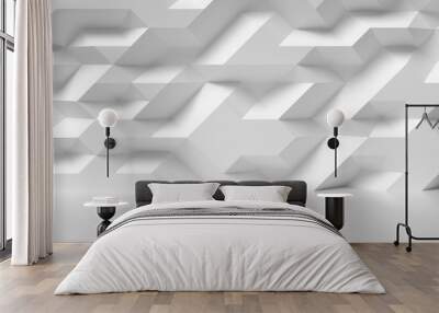 Abstract white wall in room with parquet floor colorless. Wall mural