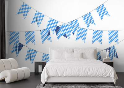 Bavaria party flags garland with checkered pattern isolated Wall mural