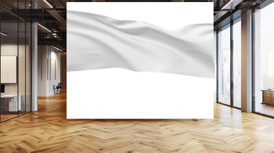 Long white flag on flagpole flying in wind. Wall mural