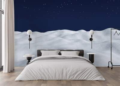 White snow field at night winter arctic landscape Wall mural