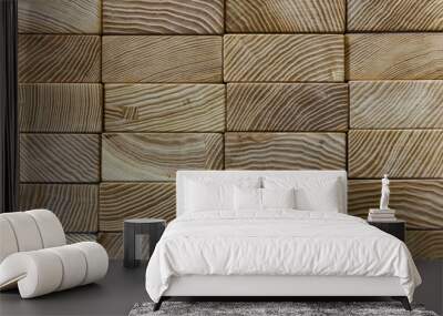 a stack of planed boards made of ash, the wood texture, background Wall mural