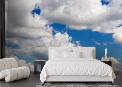 Cloudscape. Blue sky and white clouds. Wall mural