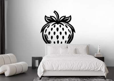 Minimalist Strawberry Logo on White Background Wall mural